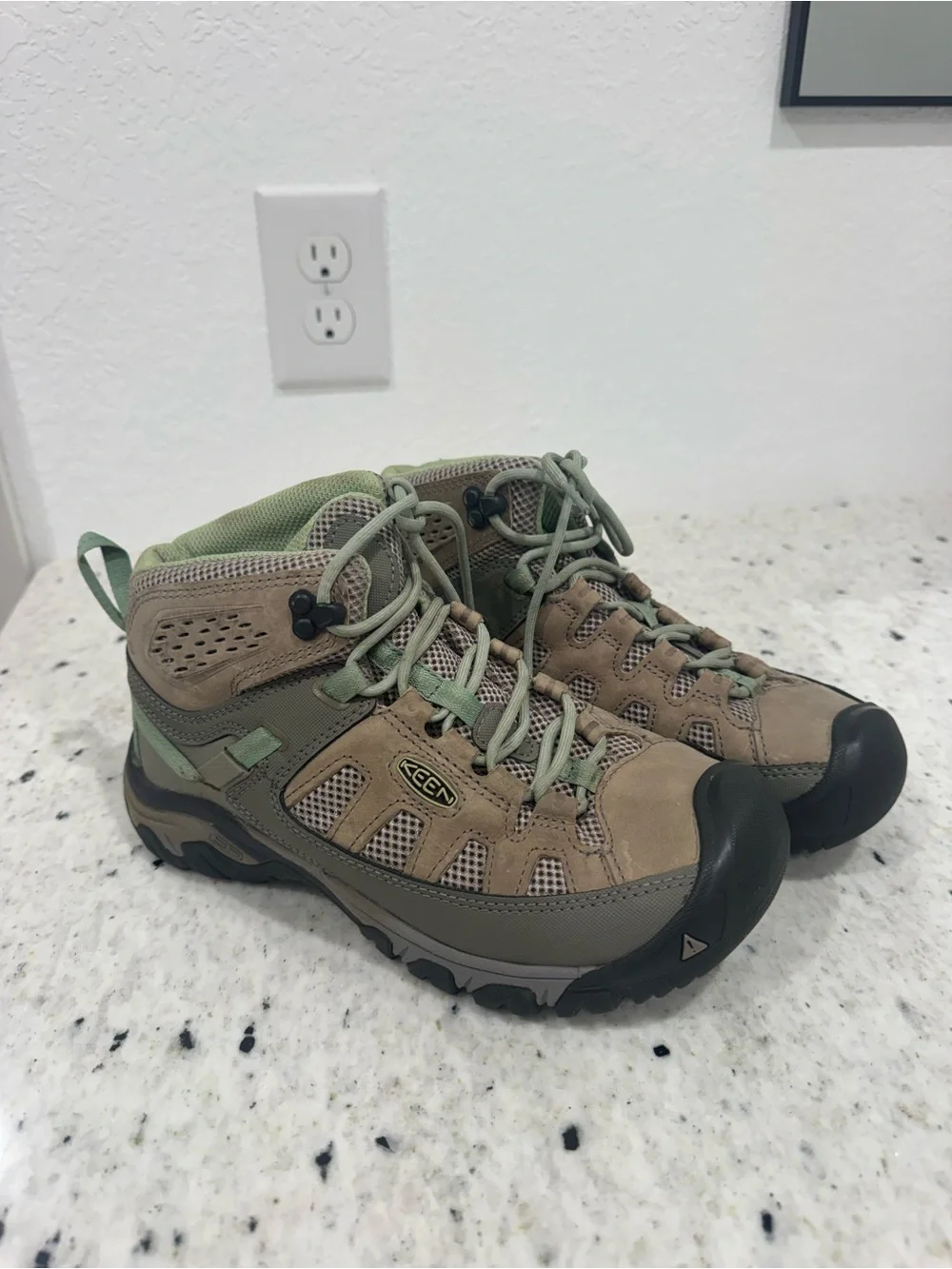 Keen Green and Tan Trail Boots